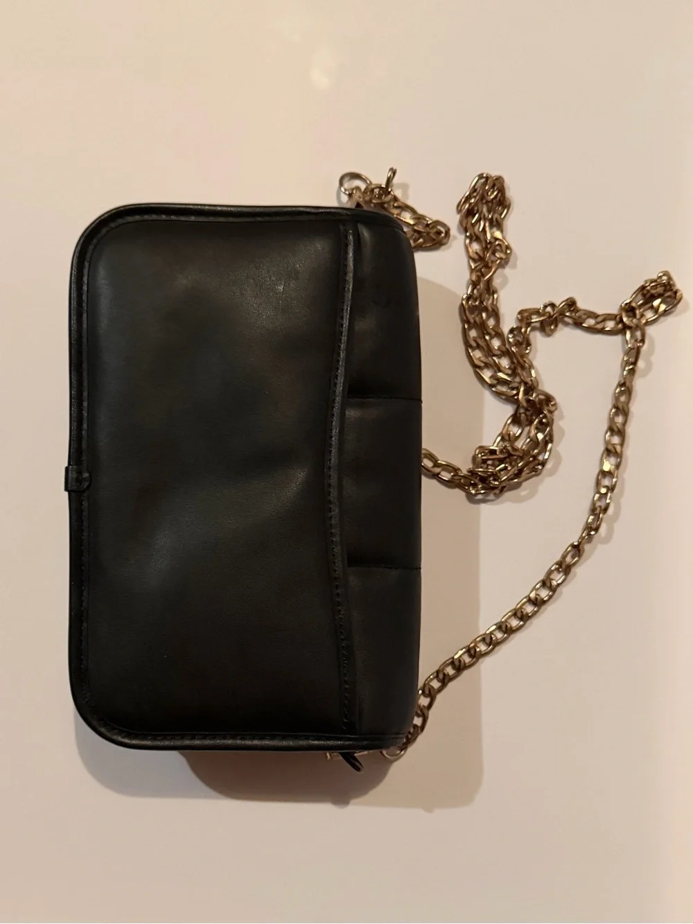 Coach Black Quilted Leather Crossbody with Gold Chain Strap